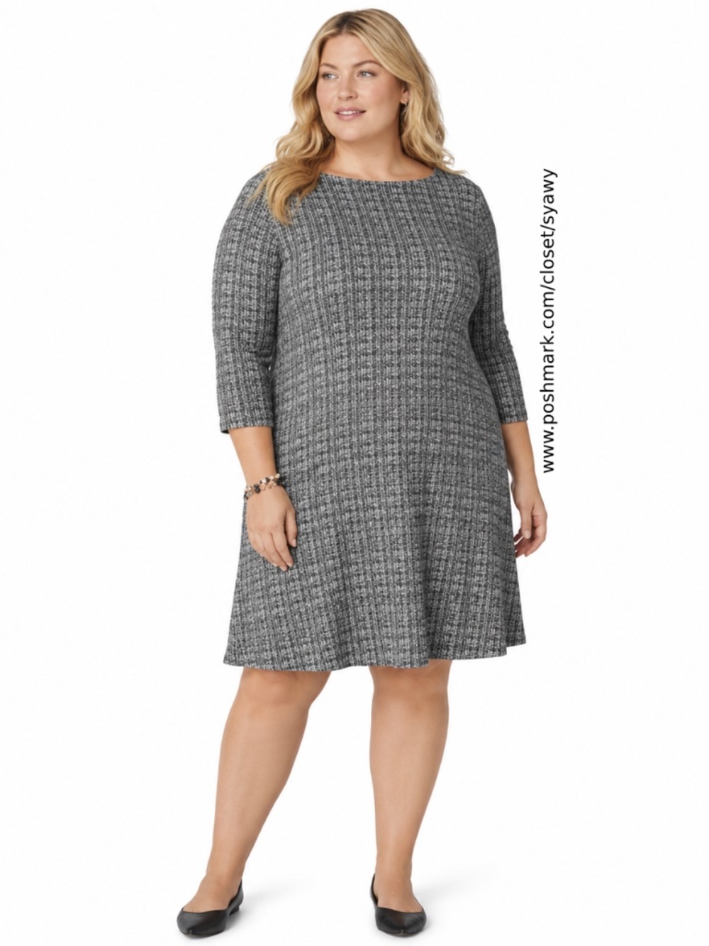 J. Jill Wearever Collection Stretch Knit Black White Dress